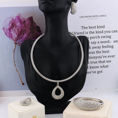 Arab Luxury Gold Plated Bracelet Ring Earrings Necklace for Women Fashion Design Wedding Jewellery Gift