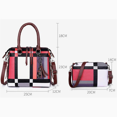 Luxury Handbags, Plaid Women Bags, Designer Tassel Purses Handbags, Set 4 Pieces Bag ,Composite Messenger Female Bag
