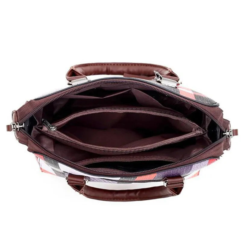 Luxury Handbags, Plaid Women Bags, Designer Tassel Purses Handbags, Set 4 Pieces Bag ,Composite Messenger Female Bag