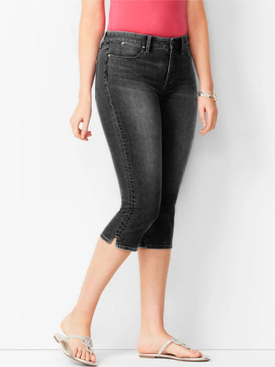 Woman's Jeans Black Denim Pants Ladies Cropped Trousers Skinny  Knee Length Jeans Women Elastic High Waist