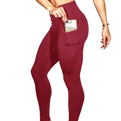 High Elastic Yoga Pants With Pockets For Women Stretch Leggings For Jogging Workout And Running Gym Tights For Women Size M - Black