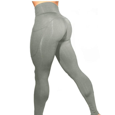 High Elastic Yoga Pants With Pockets For Women Stretch Leggings For Jogging Workout And Running Gym Tights For Women Size M - Gray