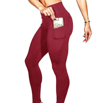 High Elastic Yoga Pants With Pockets For Women Stretch Leggings For Jogging Workout And Running Gym Tights For Women Size M - Gray