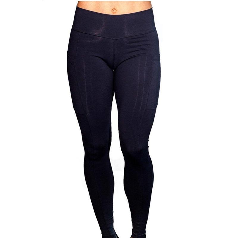 High Elastic Yoga Pants With Pockets For Women Stretch Leggings For Jogging Workout And Running Gym Tights For Women Size M - Gray