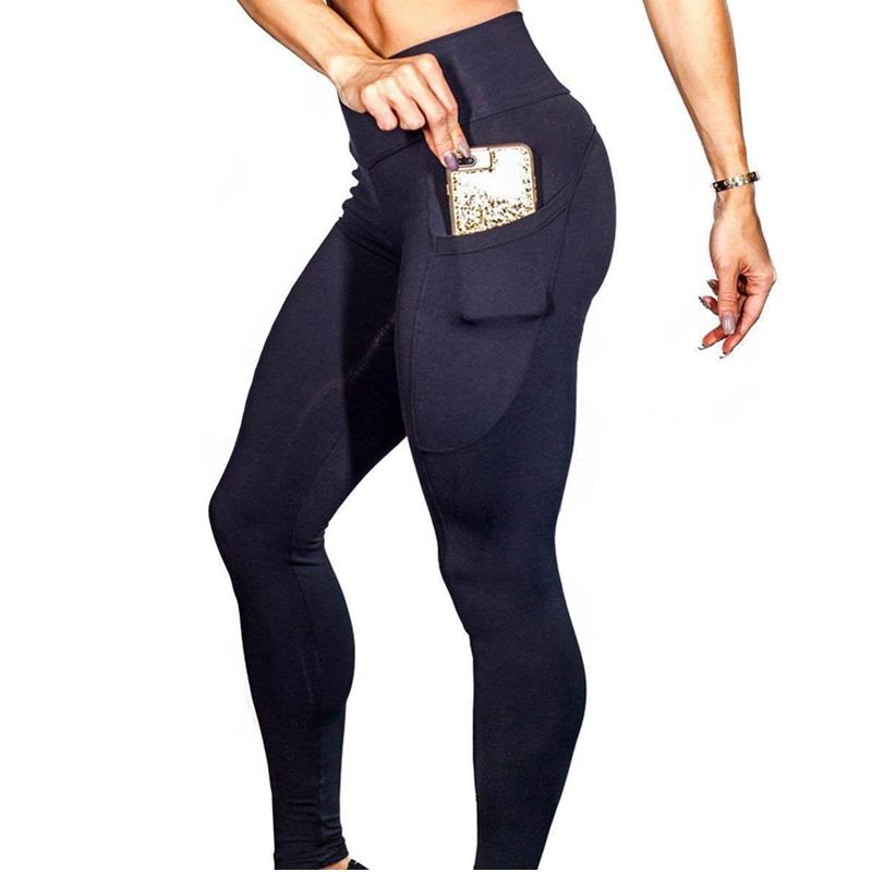 High Elastic Yoga Pants With Pockets For Women Stretch Leggings For Jogging Workout And Running Gym Tights For Women Size M - Red