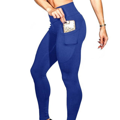 High Elastic Yoga Pants With Pockets For Women Stretch Leggings For Jogging Workout And Running Gym Tights For Women Size M - Red