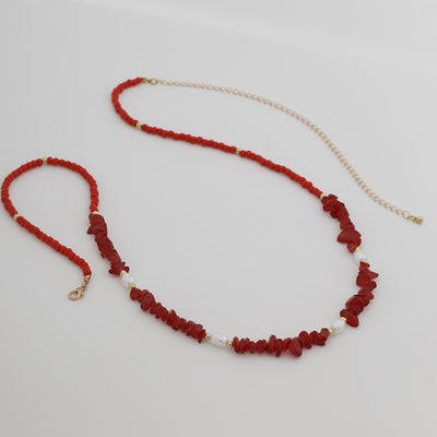 Red 3-Piece Layered Waist Chain Set - Bohemian Style Body Accessories
